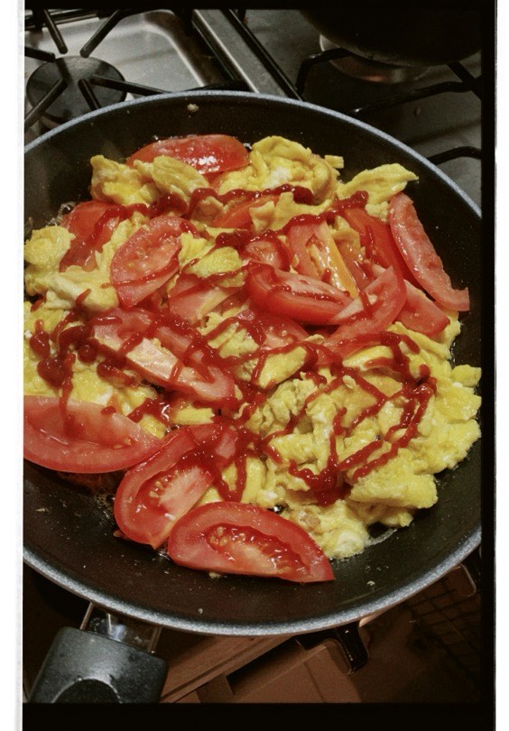 Stir-Frying Tomato and Egg